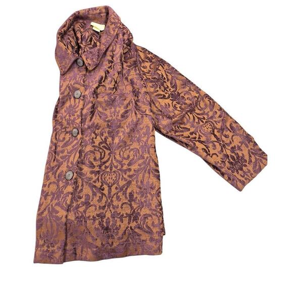 Boyne Valley Weavers Ireland  Plum Brocade Tapestry Blazer jacket Sz 3X - Picture 4 of 6